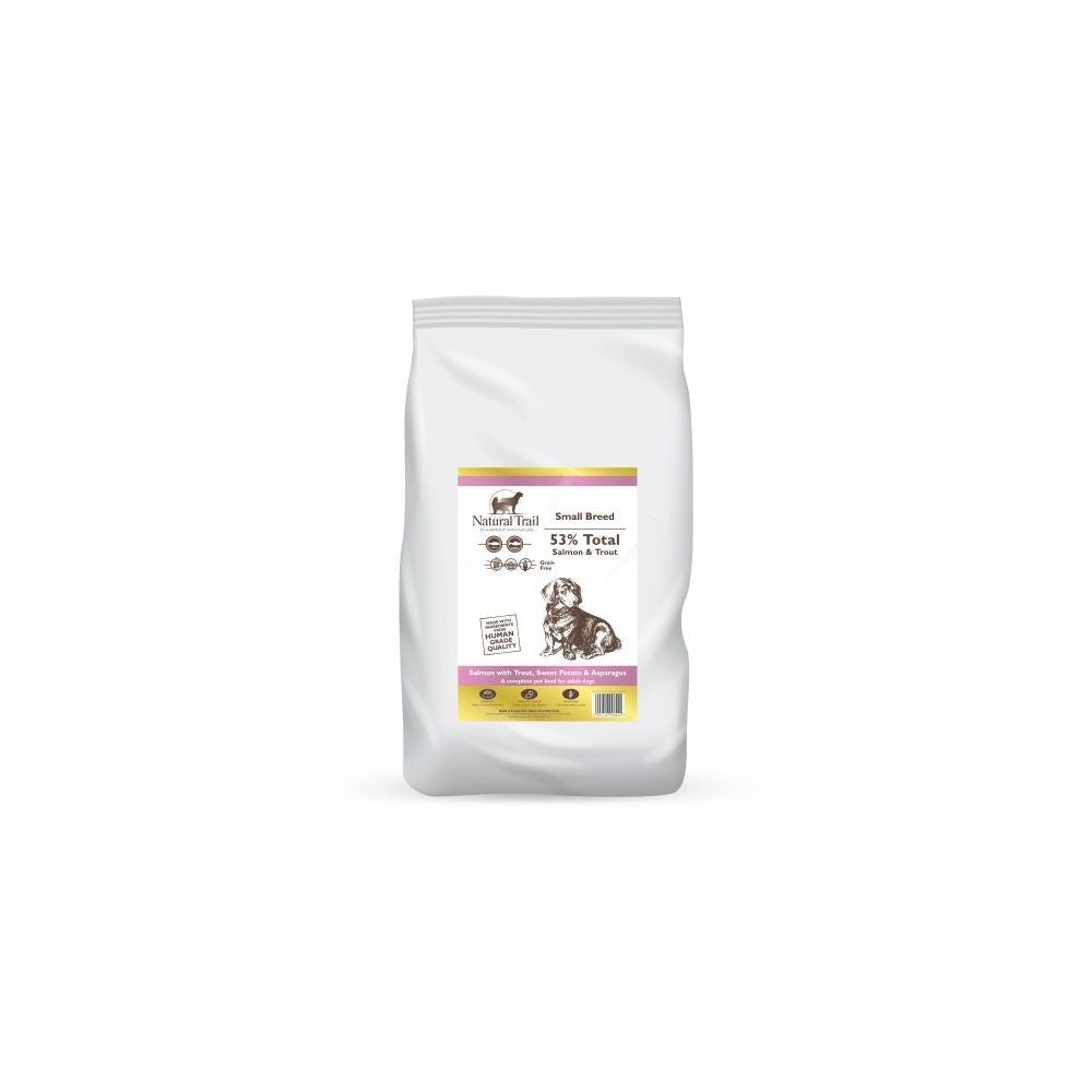 Natural Trail Small Breed Sucha Karma Dla Dorosłych Psów Małych Ras Łosoś z Pstrągiem, Słodkimi Ziemniakami i Szparagami  6 kg