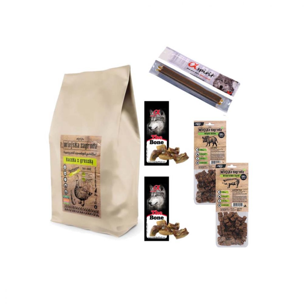 Pakiet Wiejska Zagroda Kaczka z Gruszką 20 kg + 6 Przysmaków GRATIS!