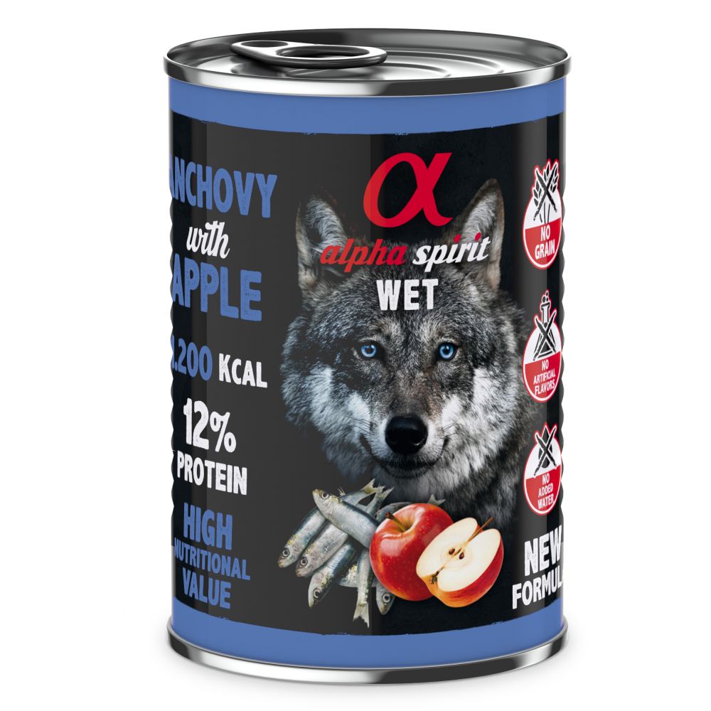 Alpha Spirit Mokra Karma Dla Dorosłych Psów Wszystkich Ras z Anchois i Jabłkiem 400 g
