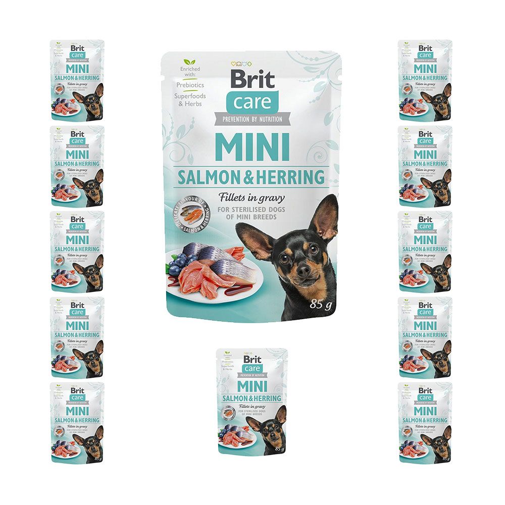 Pakiet Brit Care Mini Adult Salmon&Herring Sterilised Łosoś I Śledź Dla Sterylizowanych Psów Małych Ras 12 x 85 g