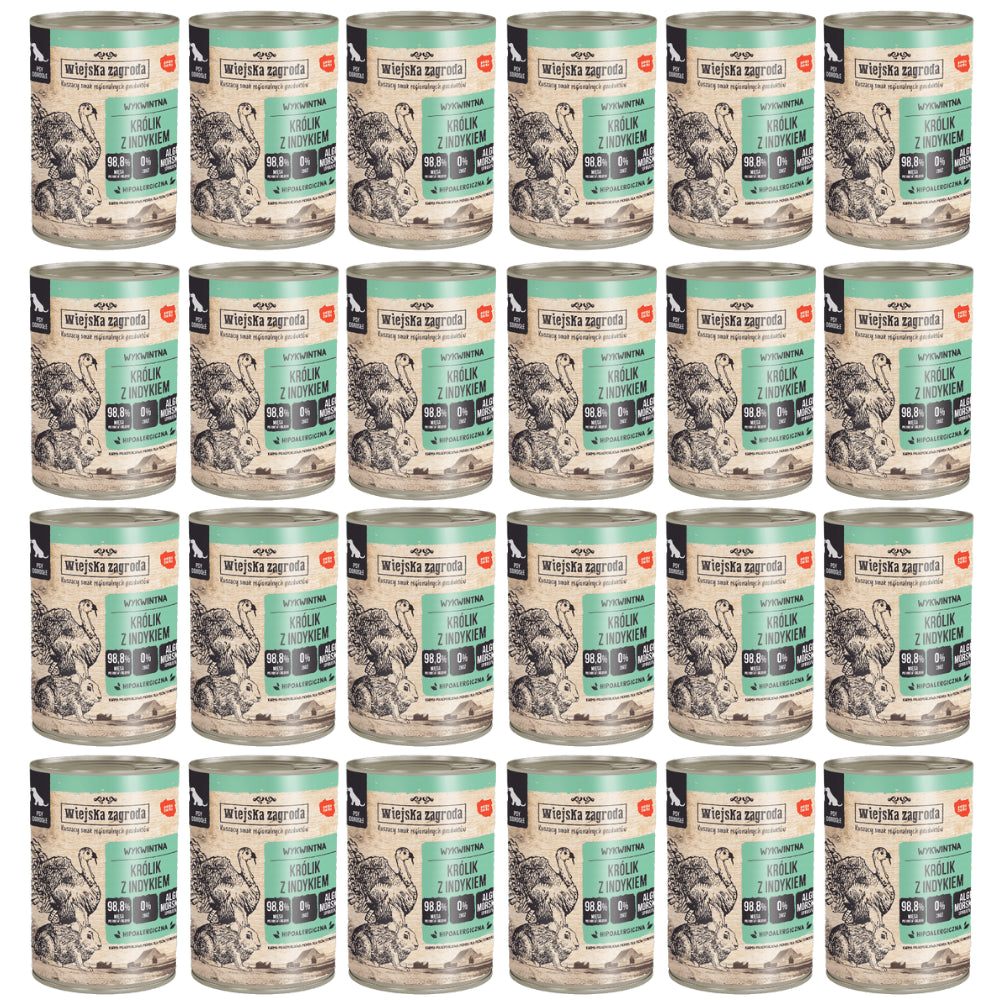 Pakiet Wiejska Zagroda Królik z Indykiem 24 x 400 g