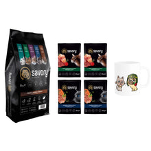 Pakiet Savory Adult Cat Sensitive Digestion Fresh Lamb&Turkey 8 kg + Mokra Karma 4 x 85 g i Kubek Gratis!
