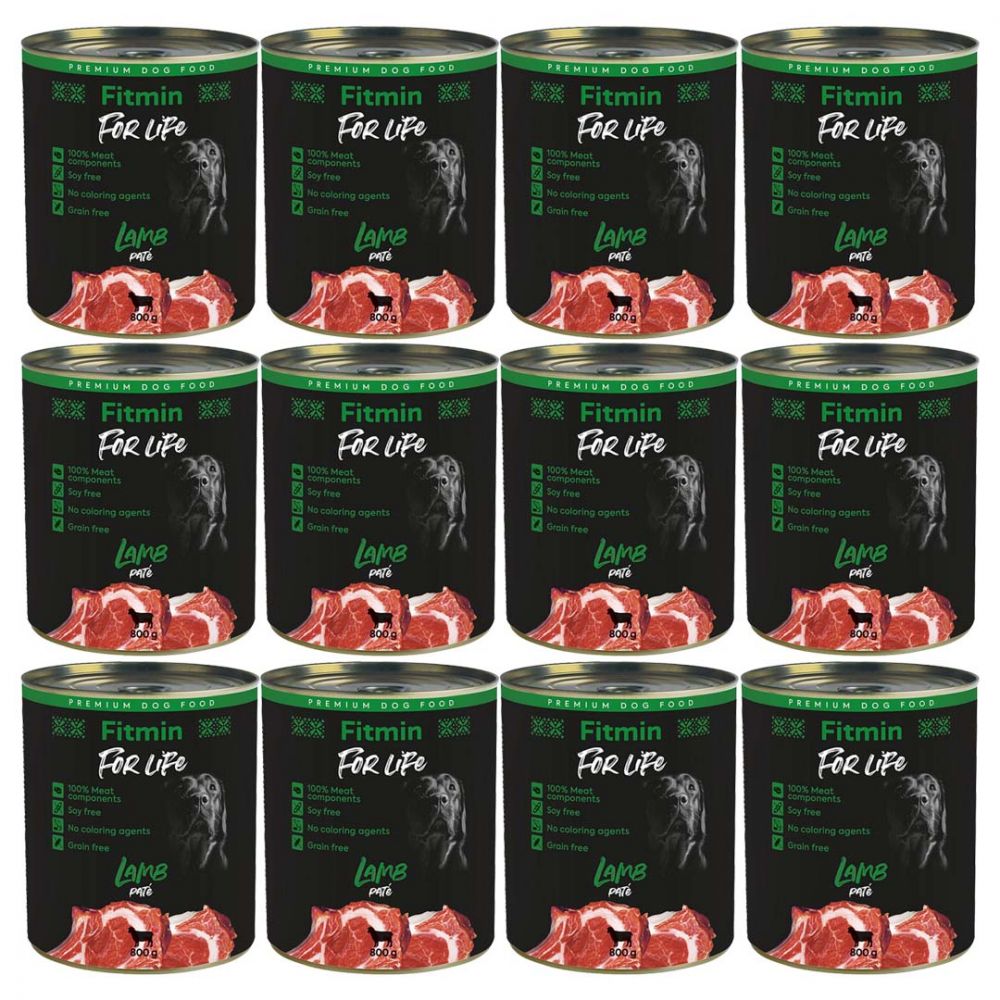 Pakiet Fitmin For Life Lamb Pate Karma Dla Dorosłych Psów z Jagnięciną 12 x 800 g