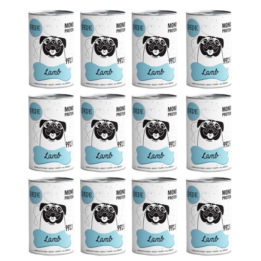 Pakiet Paka Zwierzaka Pepe Monoproteinowa Karma Dla Psa Jagnięcina 12 x 400 g