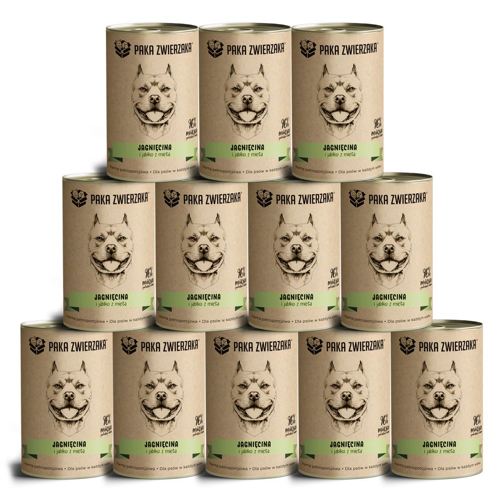 Pakiet Paka Zwierzaka Mokra Karma Dla Psa Jagnięcina Jabłko 12 x 400 g