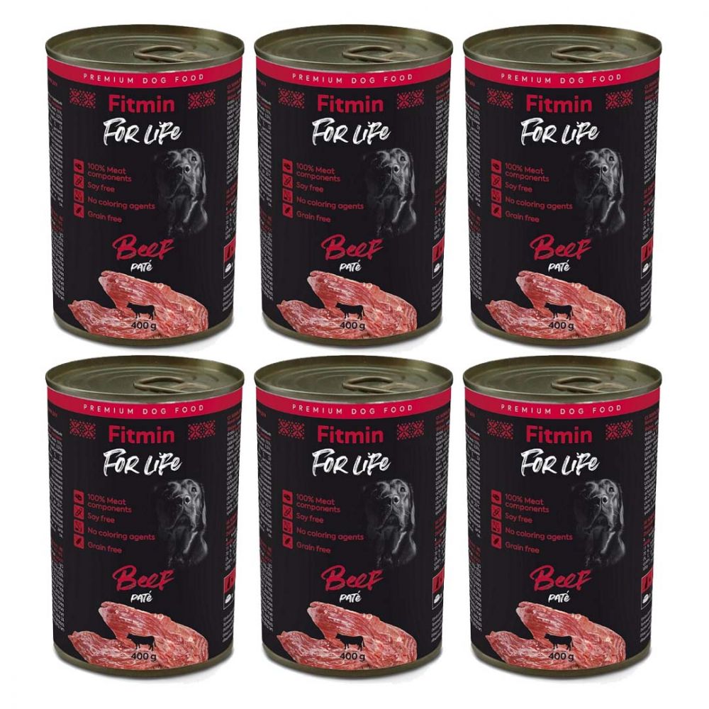 Pakiet Fitmin For Life Beef Pate Karma Dla Dorosłych Psów z Wołowiną 6 x 400 g