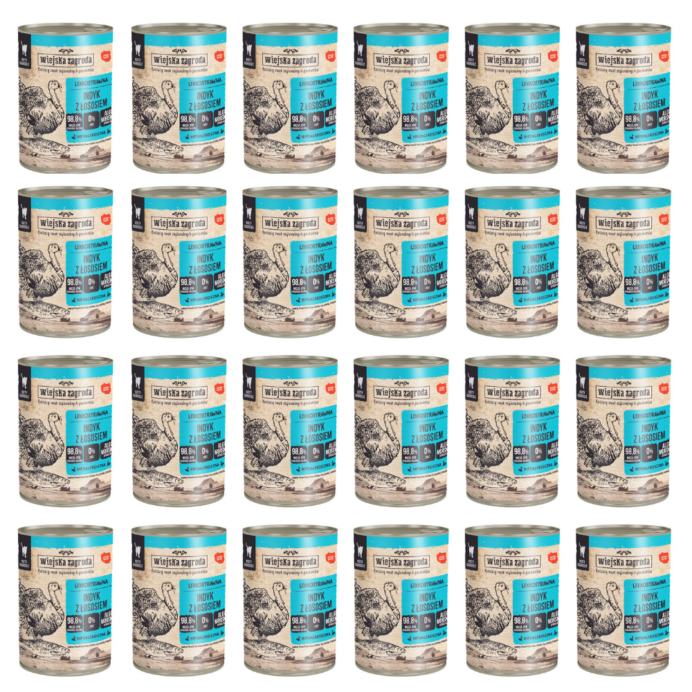 Pakiet Wiejska Zagroda Indyk z Łososiem 24 x 400 g