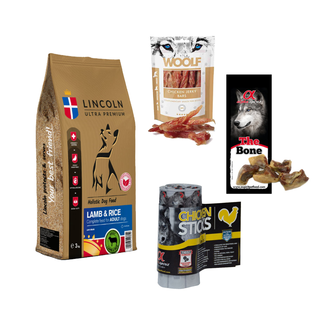 Pakiet LINCOLN ADULT CHICKEN&RICE 12KG + 3 Przysmaki GRATIS!