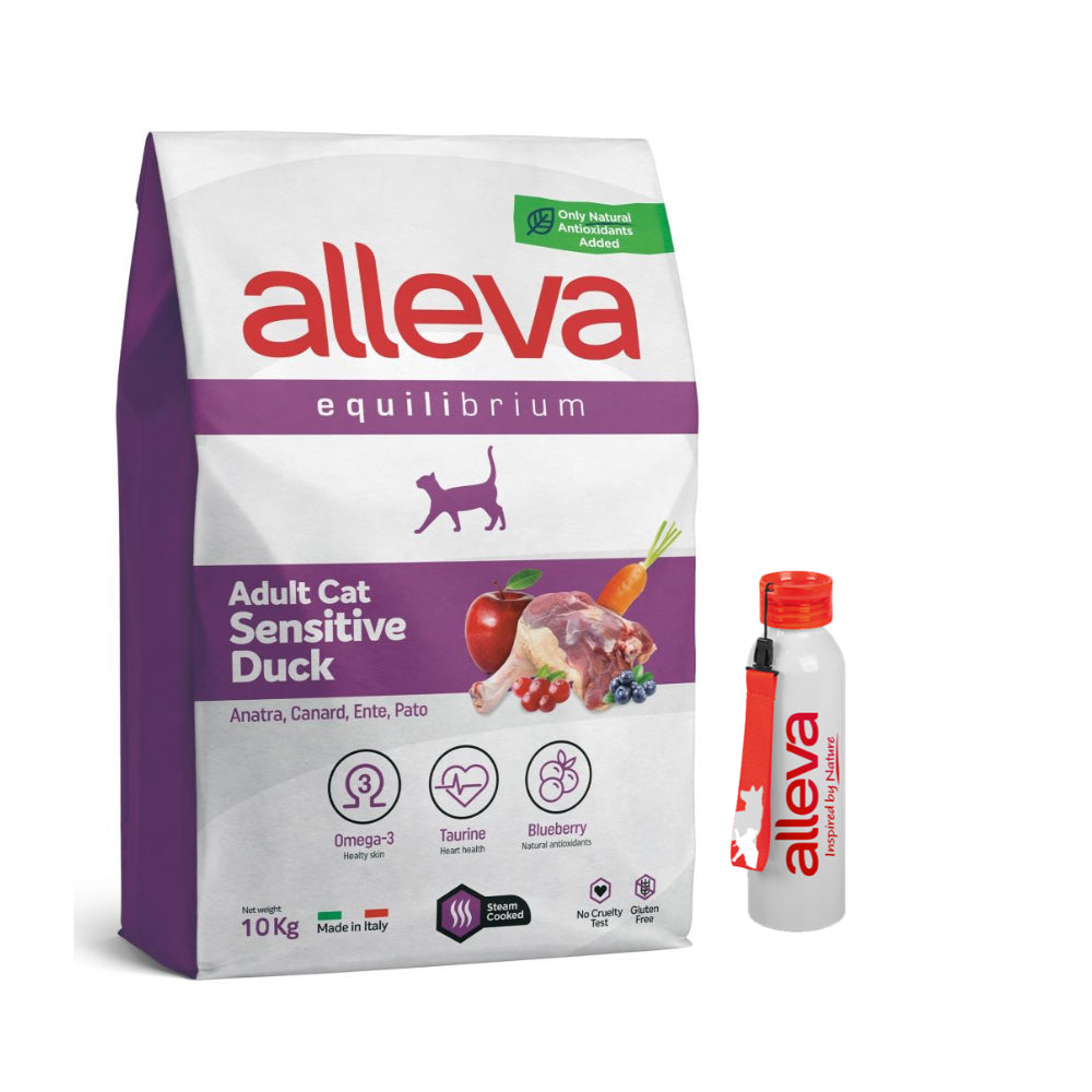 Pakiet Alleva Equilibrium Sucha Karma Dla Wrażliwych Kotów Z Kaczką 10 kg + Bidon GRATIS!