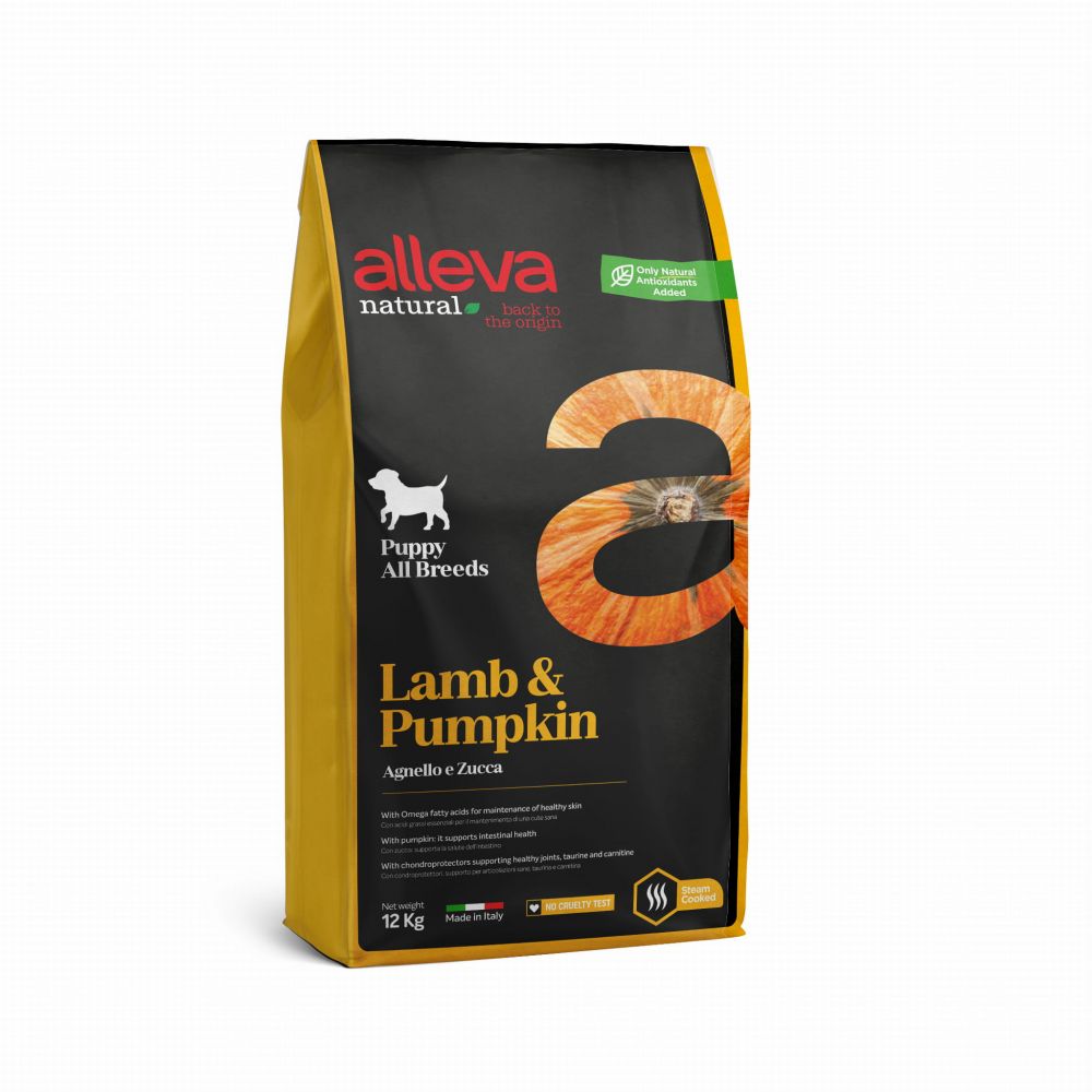 Alleva Natural Sucha Karma Dla Szczeniąt i Ciężarnych Lub Karmiących Suk Wszystkich Ras Z Jagnięcina i Dynia 12 kg