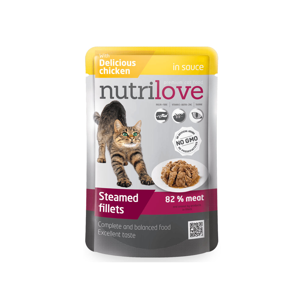 Nutrilove Mięsne Kawałki z Kurczaka w Sosie Kot 85 g