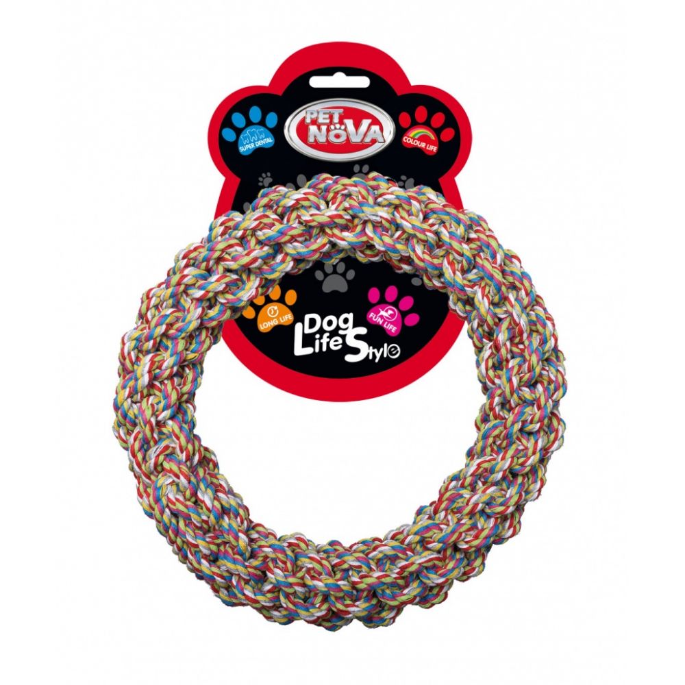 Pet Nova Ringo Plecione ze Sznura             Bawełnianego 25 cm - Superdental - Gryzak Czyszczący Zęby