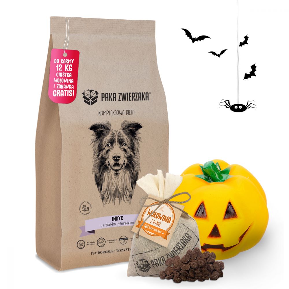 Pakiet Paka Zwierzaka Bezzbożowa Karma Dla Psa Indyk Słodkie Ziemniaki 12 kg + Zabawka, Przysmak GRATIS!