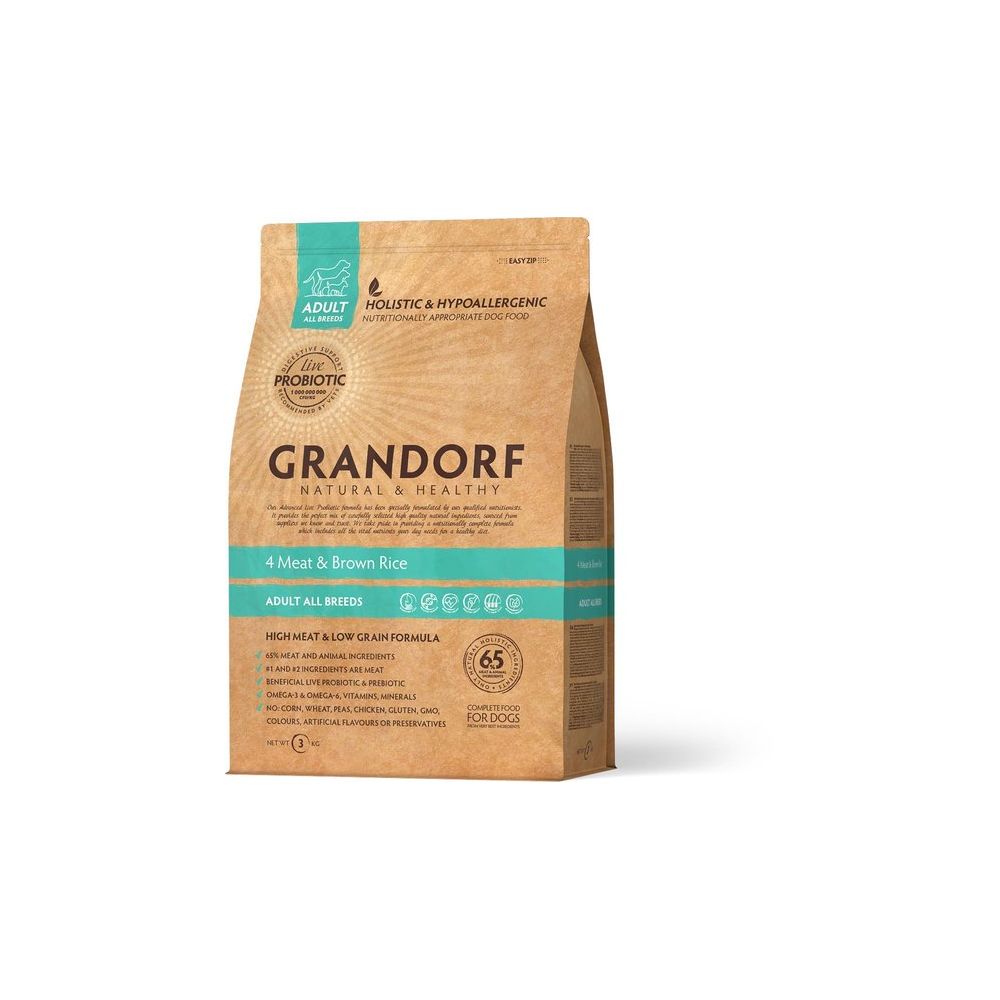 Grandorf 4 Meat & Brown Rice Adult All Breeds Karma Dla Dorosłych Psów Wszystkich Ras 1 kg