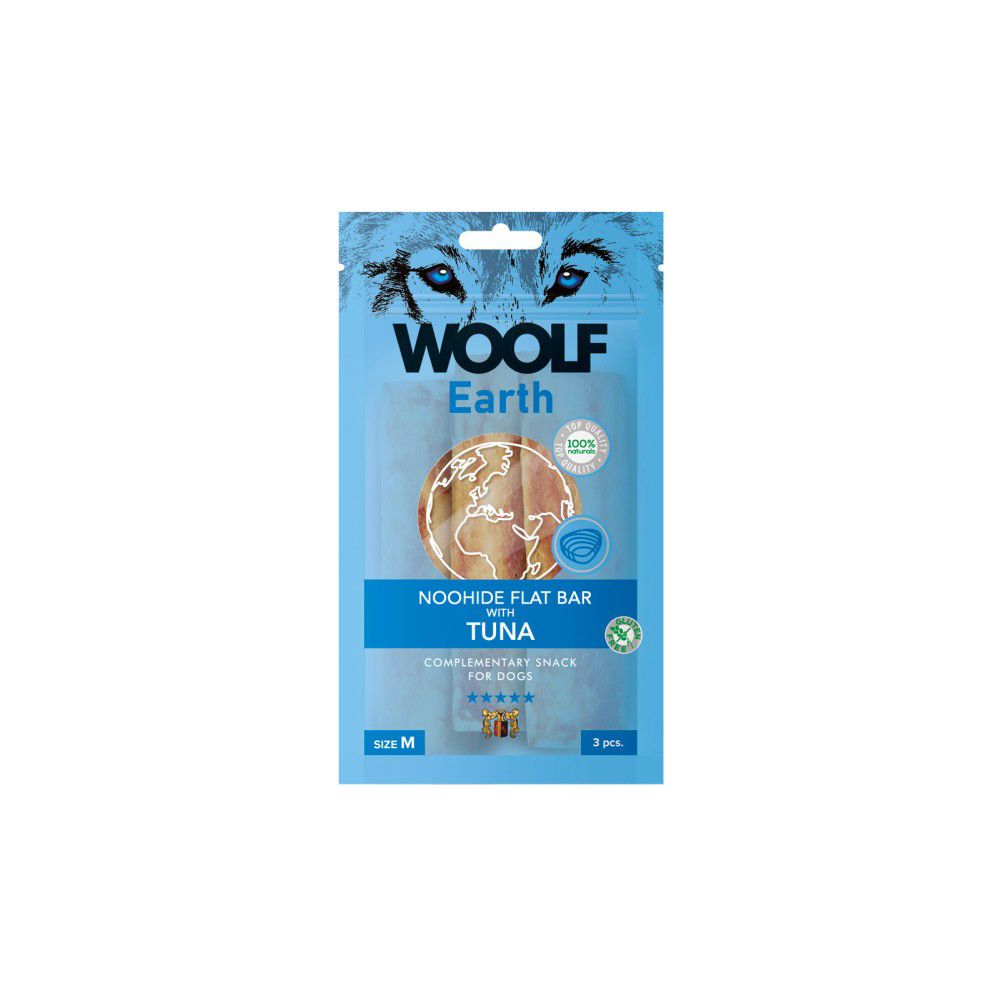 Woolf Earth Noohide Flat Bar Tuna Przysmak Dla Psa Tuńczyk Rozmiar M 85 g