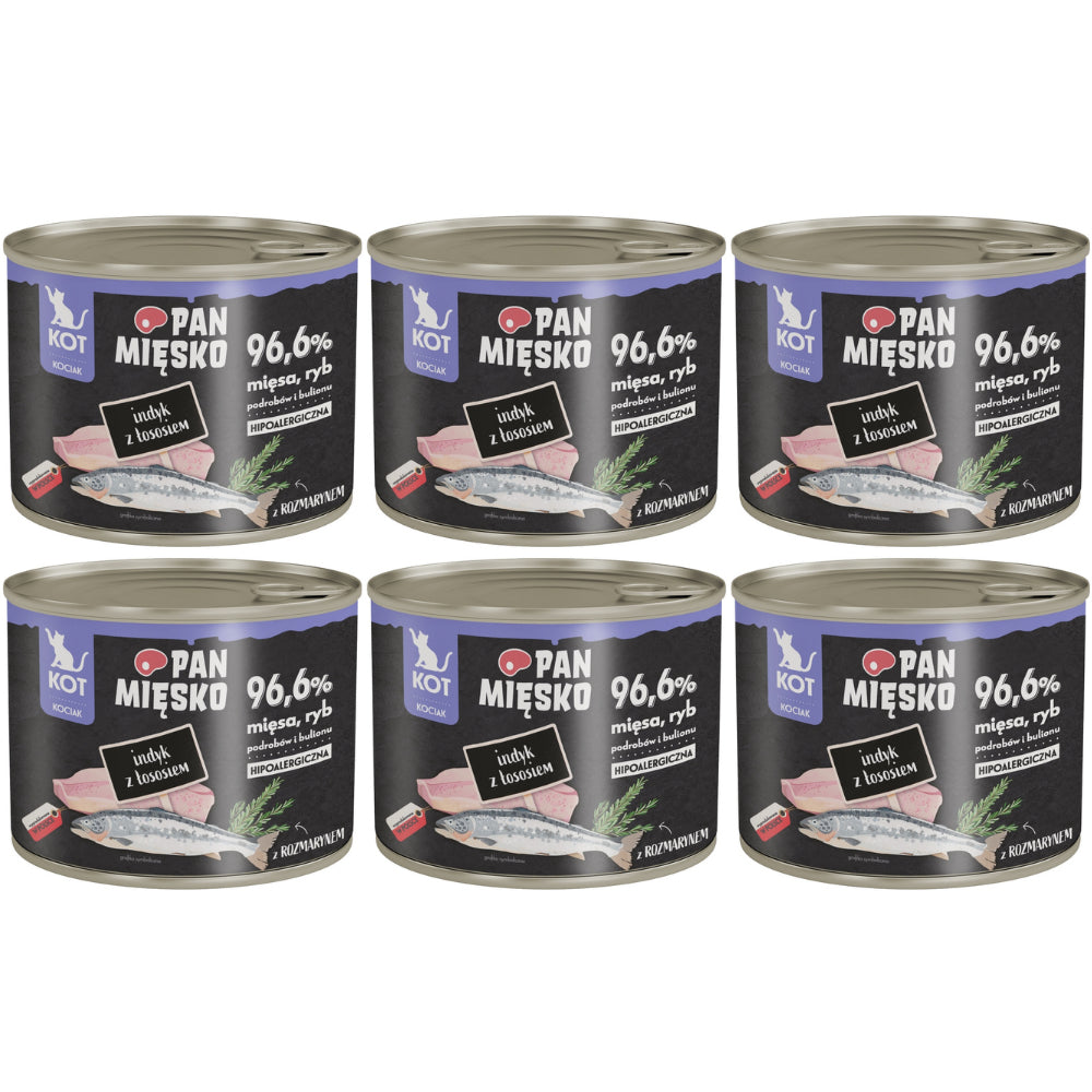 Pakiet Pan Mięsko Mokra Karma Dla Kociąt Indyk z Łososiem 6 x 200 g