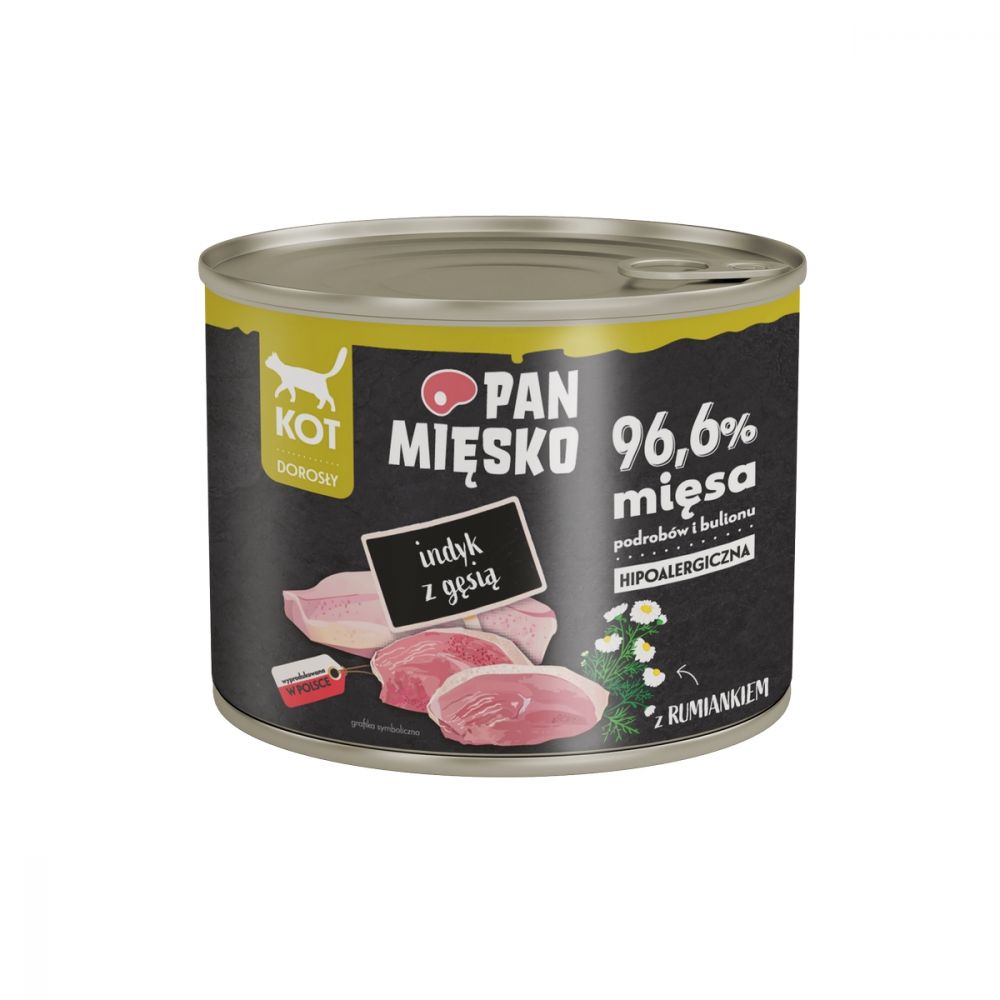 Pan Mięsko Mokra Karma Dla Dorosłych Kotów Indyk z Gęsią 200 g