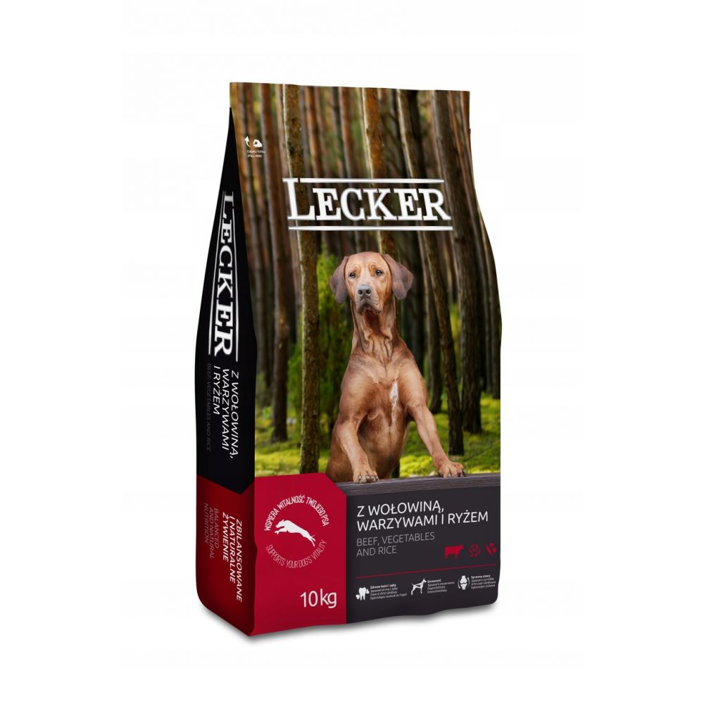 Lecker Sucha Karma Dla Dorosłych Psów Wołowina z Warzywami i Ryżem10 kg
