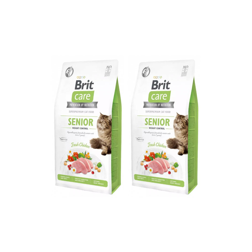 Pakiet Brit Care Grain Free Senior&Weight Control z Kurczakiem  Karma Dla Starszych Kotów 2 x 2 kg