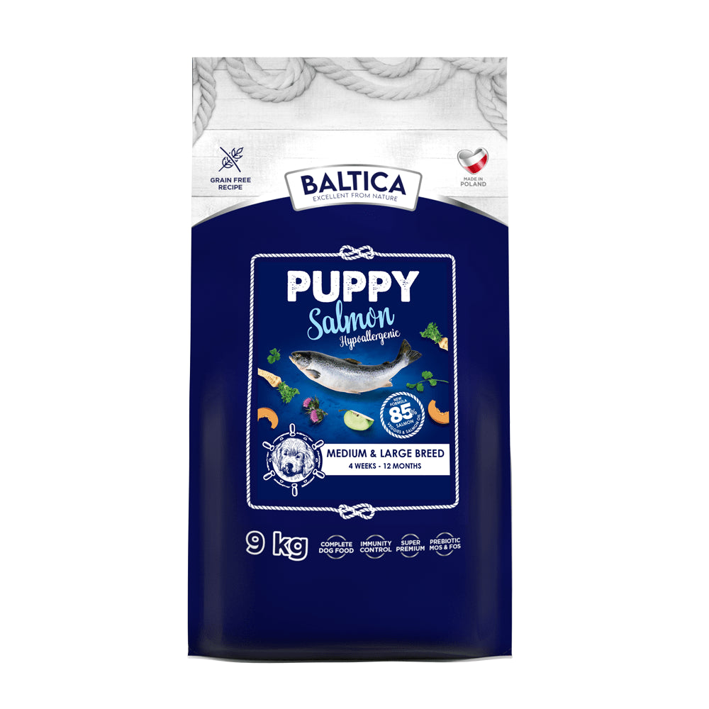 BALTICA Puppy Salmon Hypoallergenic Dla Szczeniąt Średnich i Dużych Ras M/L 9kg