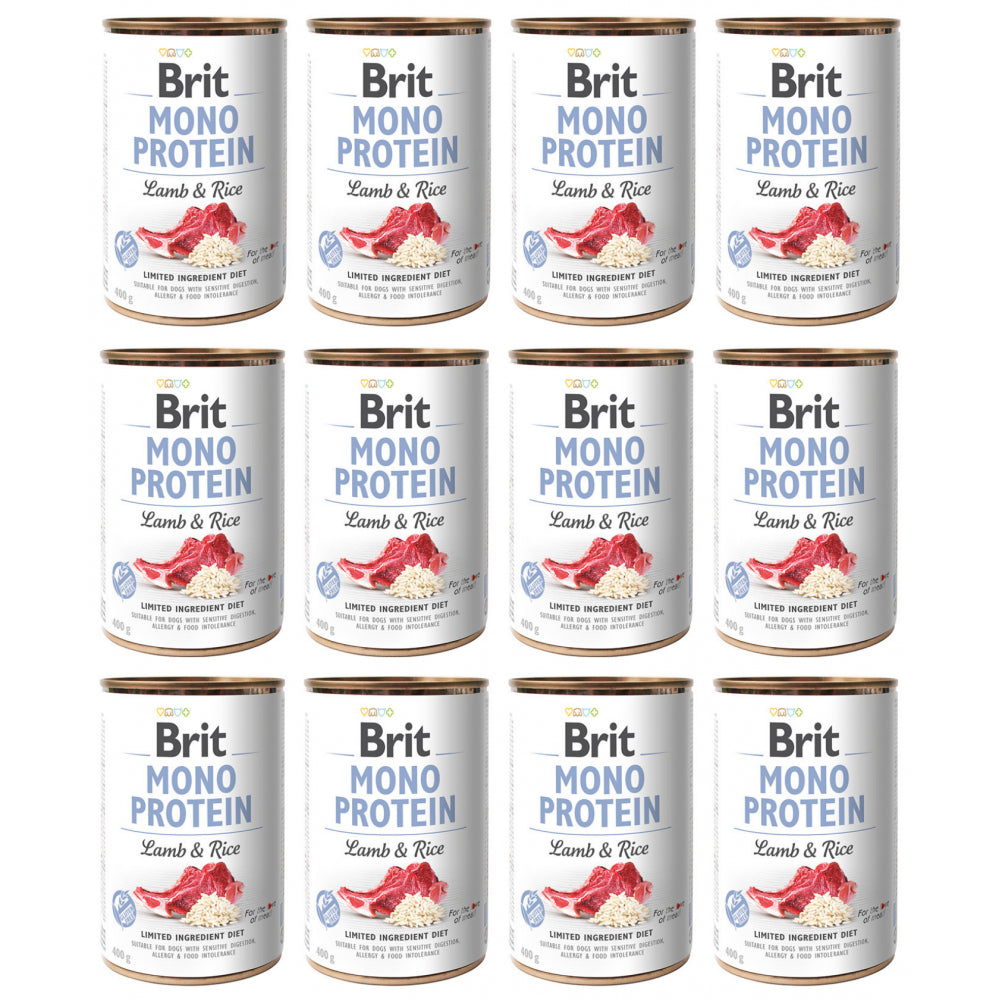 Pakiet Brit Mono Protein Lamb & Rice Jagnięcina Ryż Mokra Karma Dla Psa 12 x 400 g