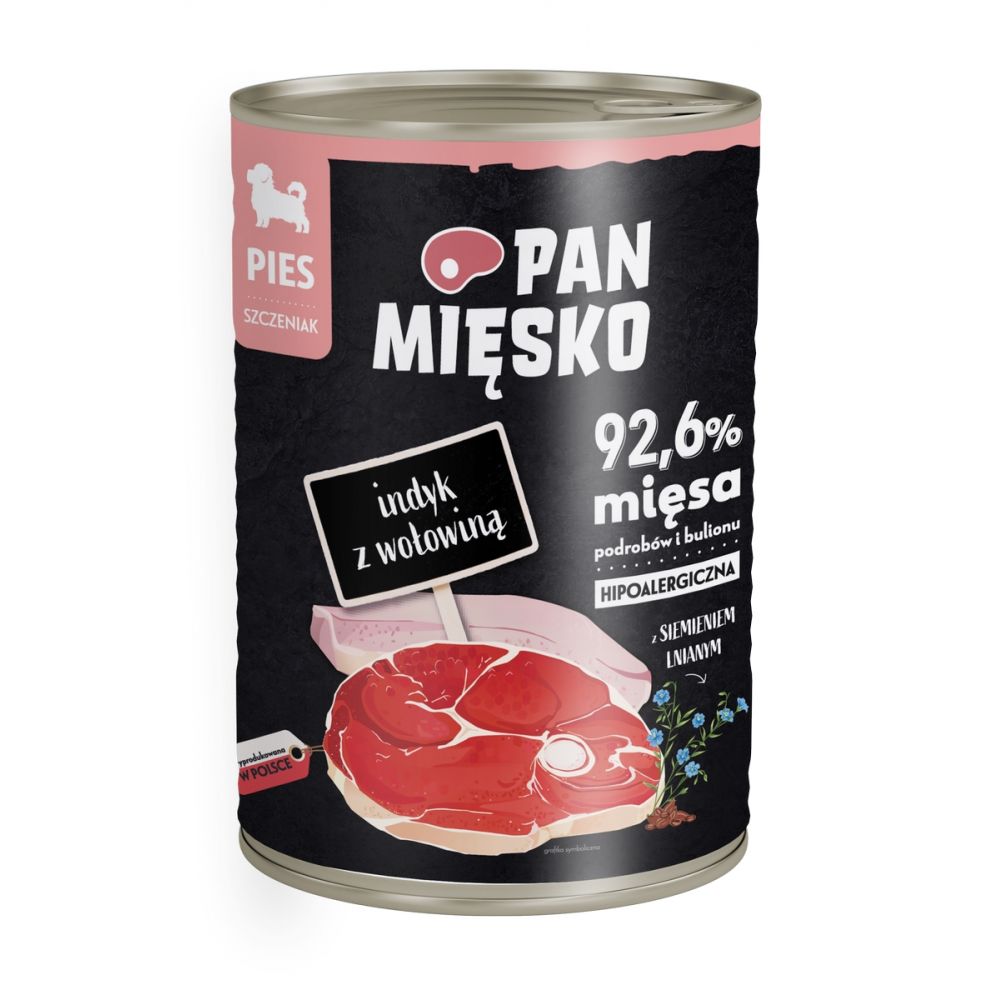 Pan Mięsko Mokra Karma Dla Szczeniąt Indyk z Wołowiną 400 g