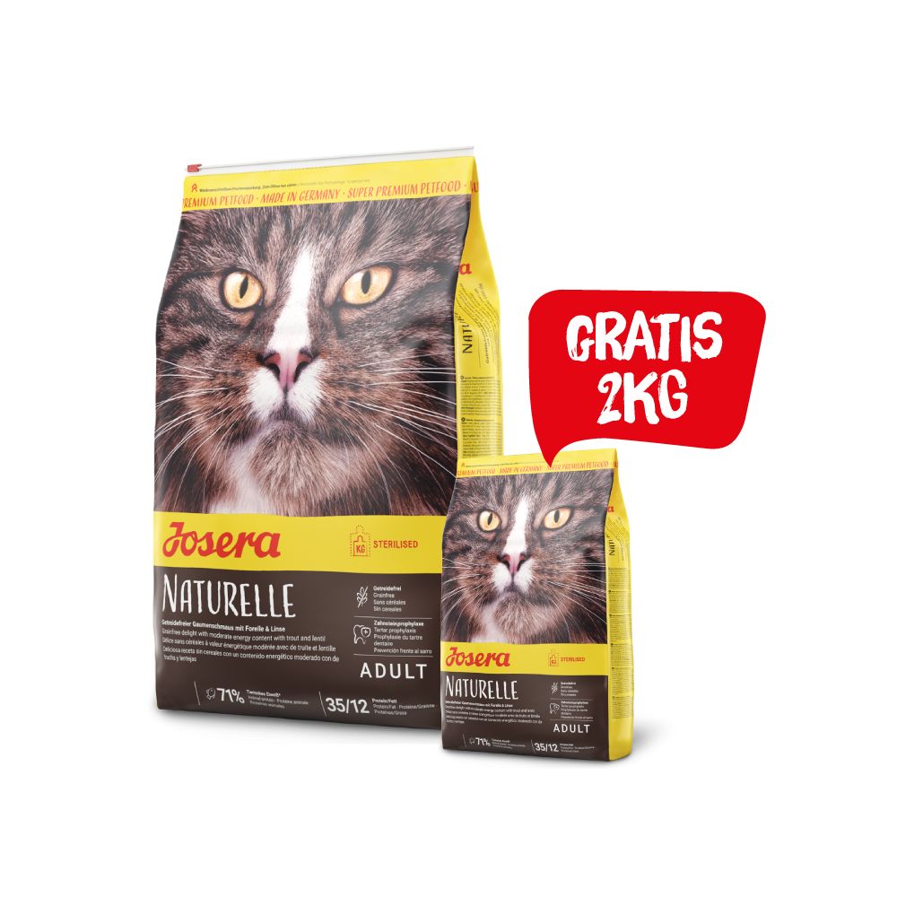 Pakiet Josera Naturelle Sterilised Bezzbożowa Soczewica Pstrąg 10 kg + 2 kg GRATIS!