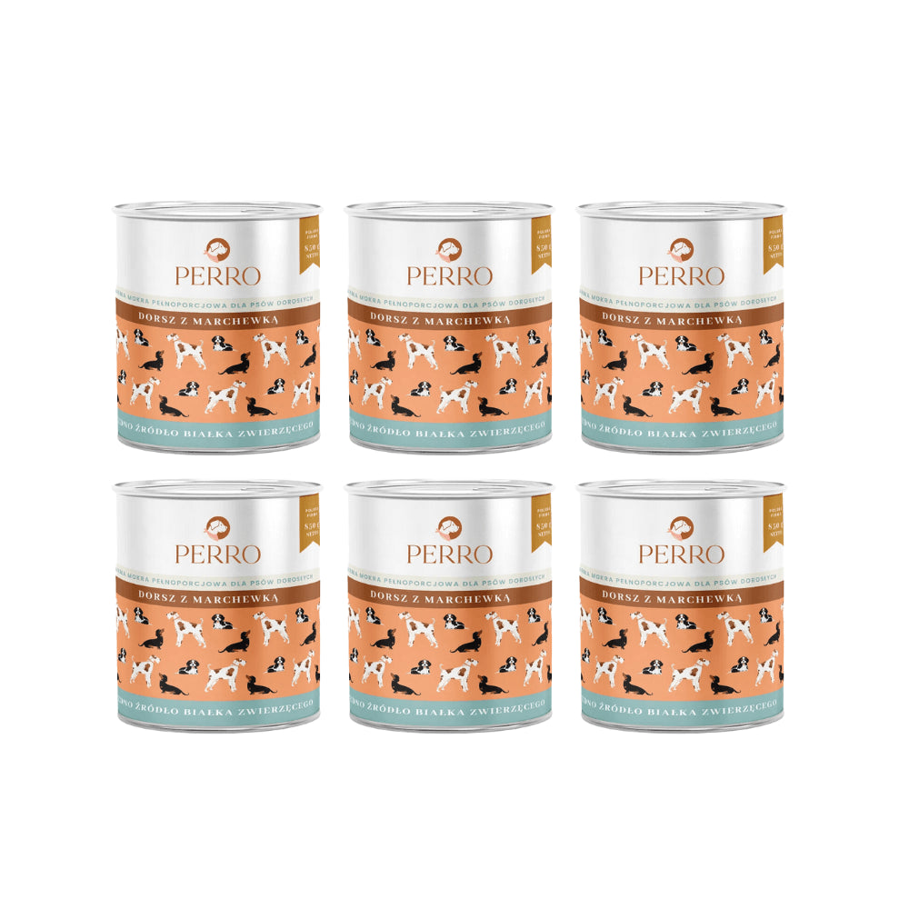 PERRO Dorsz z marchewką 6x850g monobiałkowa karma dla dorosłych psów