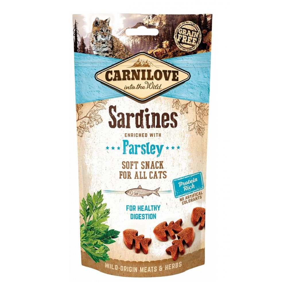 Brit Carnilove Healthy Digestion Snack Trawienie Sardine with Parsley Sardynki Pietruszka Przekąska Dla Kota 50 g