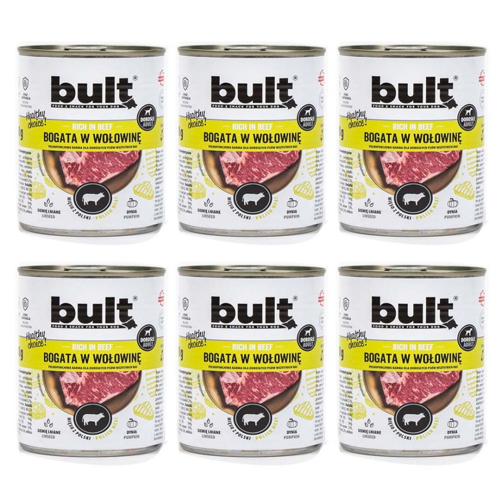 Pakiet Bult Karma Mokra Dla Dorosłych Psów Bogata w Wołowinę 6 x 800 g