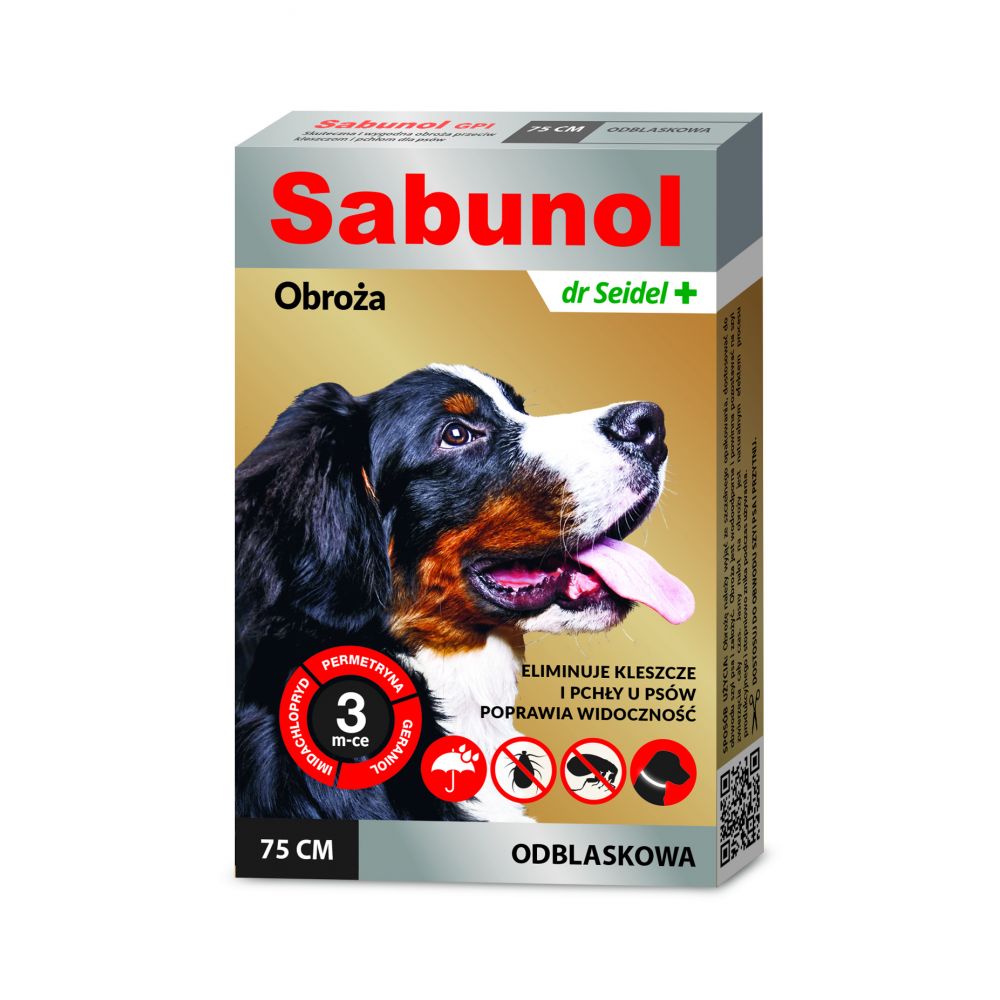 Sabunol GPI Obroża Odblaskowa Dla Psa Przeciw Pchłom i Kleszczom 75 cm