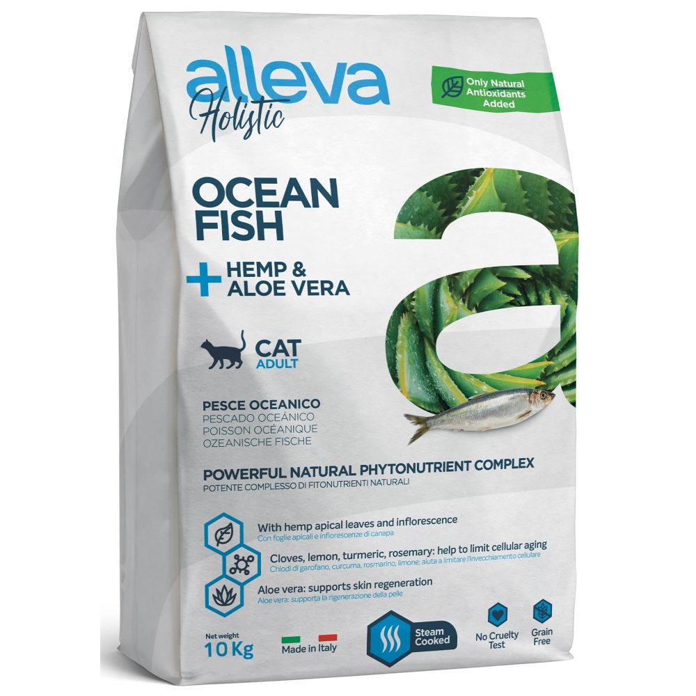 Alleva Holistic Monoproteinowa Sucha Karma Dla Dorosłych Kotów Z Rybami Oceanicznymi Oraz z Dodatkiem Konopi Włóknistej I Aloesu 10 kg