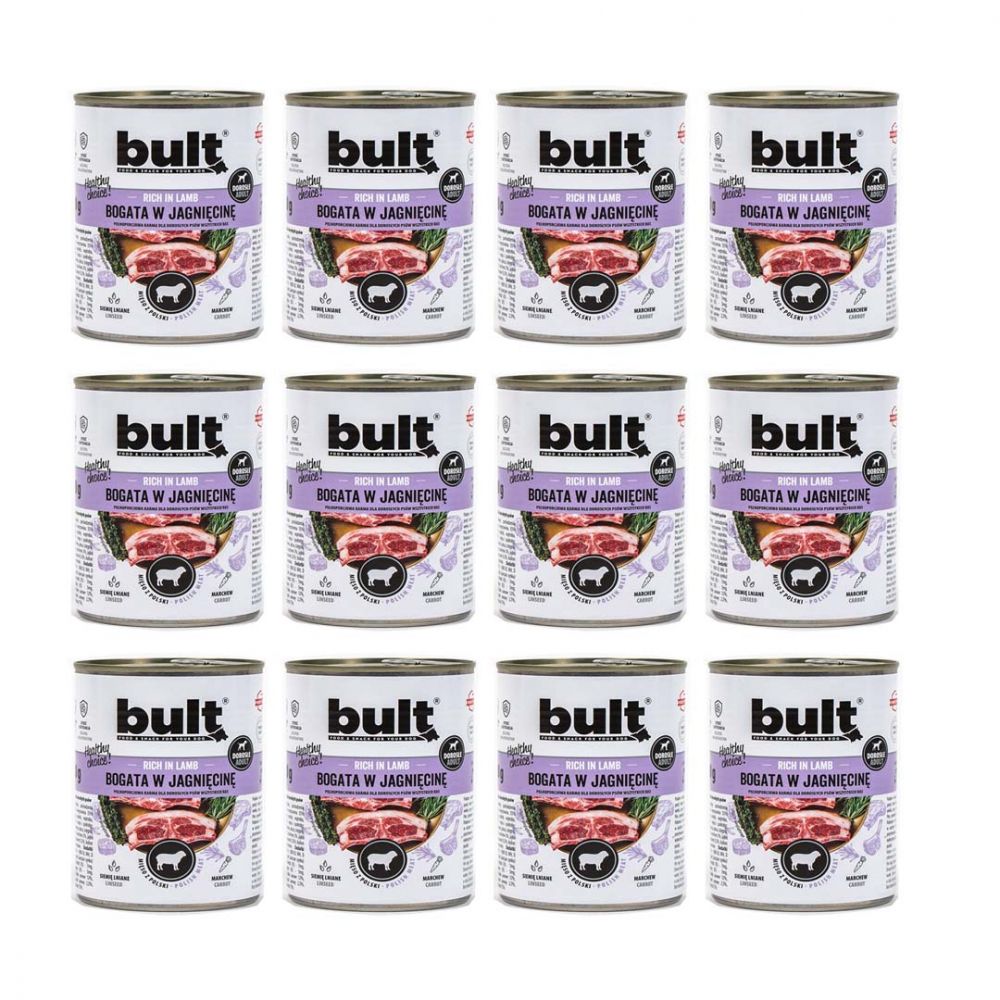 Pakiet Bult Karma Mokra Dla Dorosłych Psów Bogata w Jagnięcinę 12 x 800 g