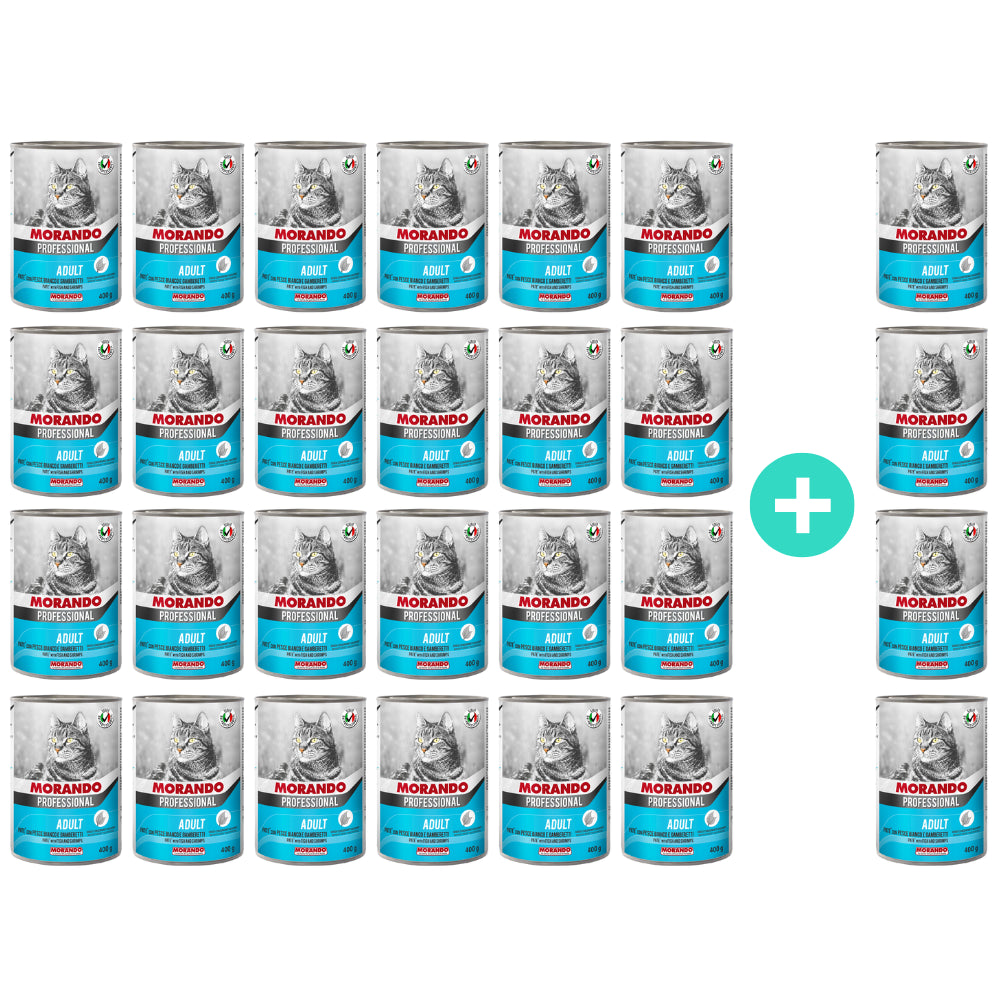 Pakiet Morando Pro Mokra Karma Dla Kota Pasztet z Rybą i Krewetkami 24 x 400 g + 4 Puszki GRATIS!