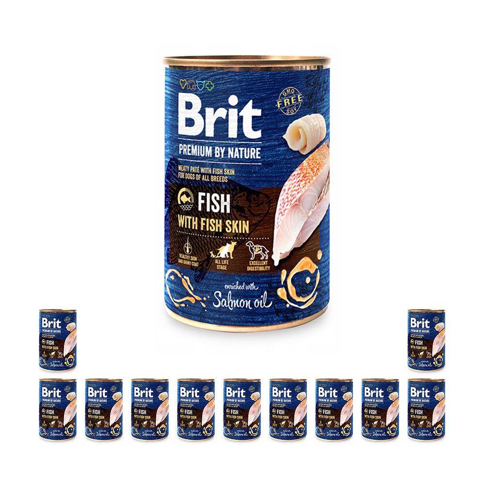 Pakiet Brit Premium By Nature Fish with Fish Skin Ryba Mokra Karma Dla Psa 12 x 400 g