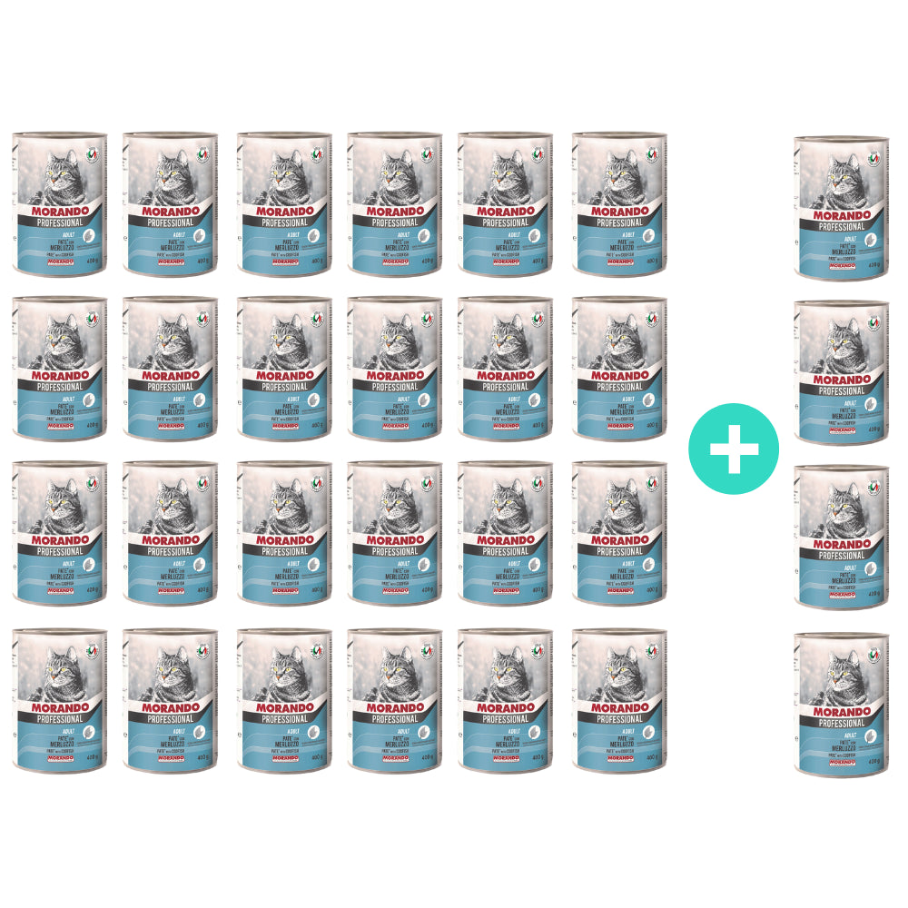 Pakiet Morando Pro Mokra Karma Dla Kota Pasztet Z Dorszem 24 x 400 g + 4 Puszki GRATIS!