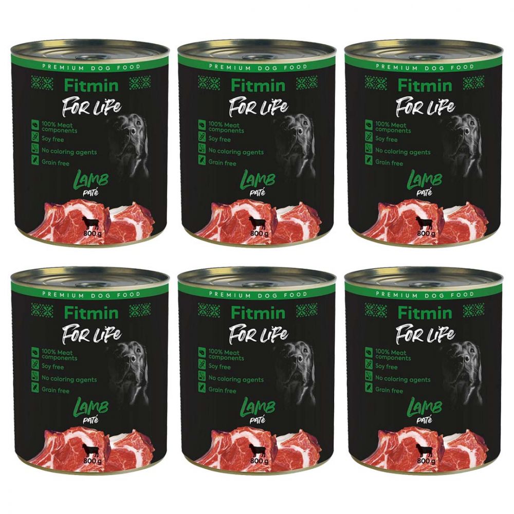 Pakiet Fitmin For Life Lamb Pate Karma Dla Dorosłych Psów z Jagnięciną 6 x 800 g