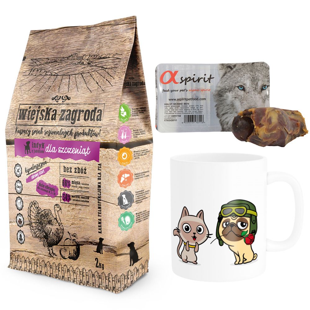 Pakiet Wiejska Zagroda Indyk z Jabłkiem dla Szczeniąt Dużych Ras 2 kg + 2 GRATISY