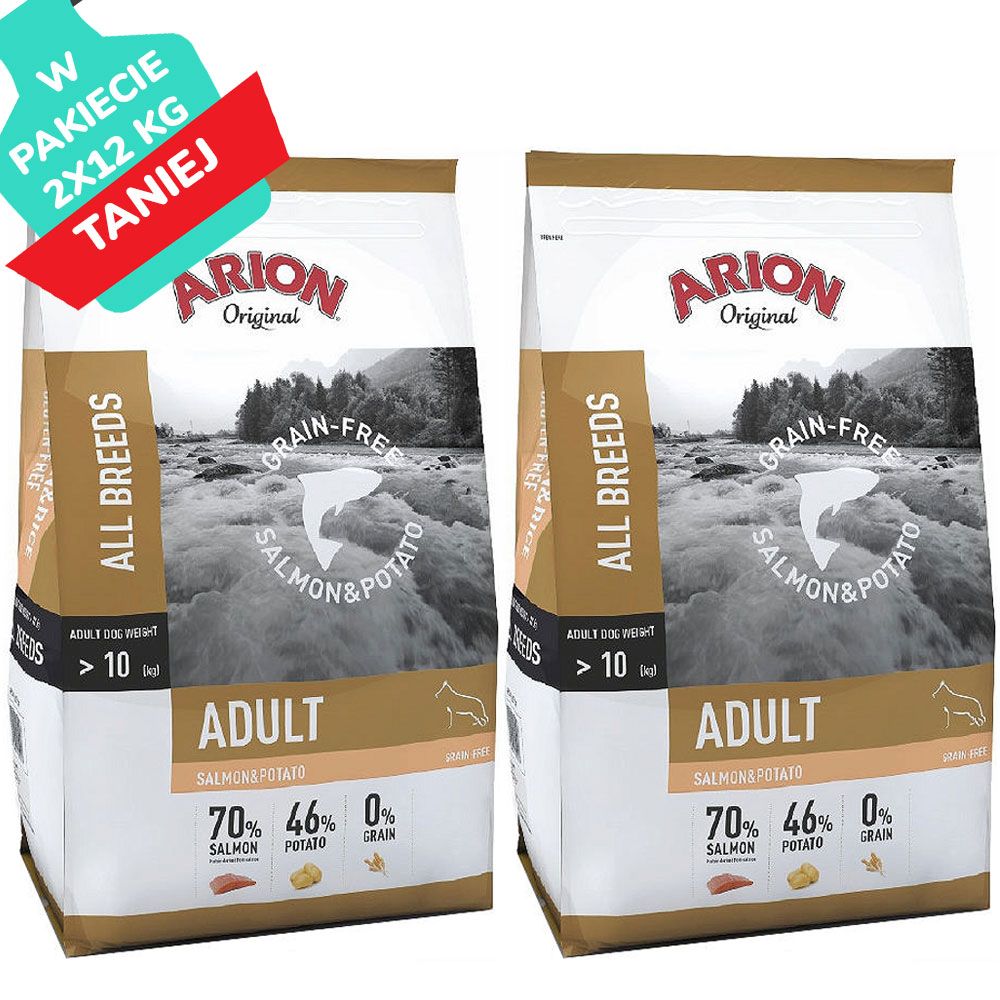 Arion Original Adult Grain Free Salmon & Potato Łosoś & Ziemniak Bezzbożowa 2 x 12 kg