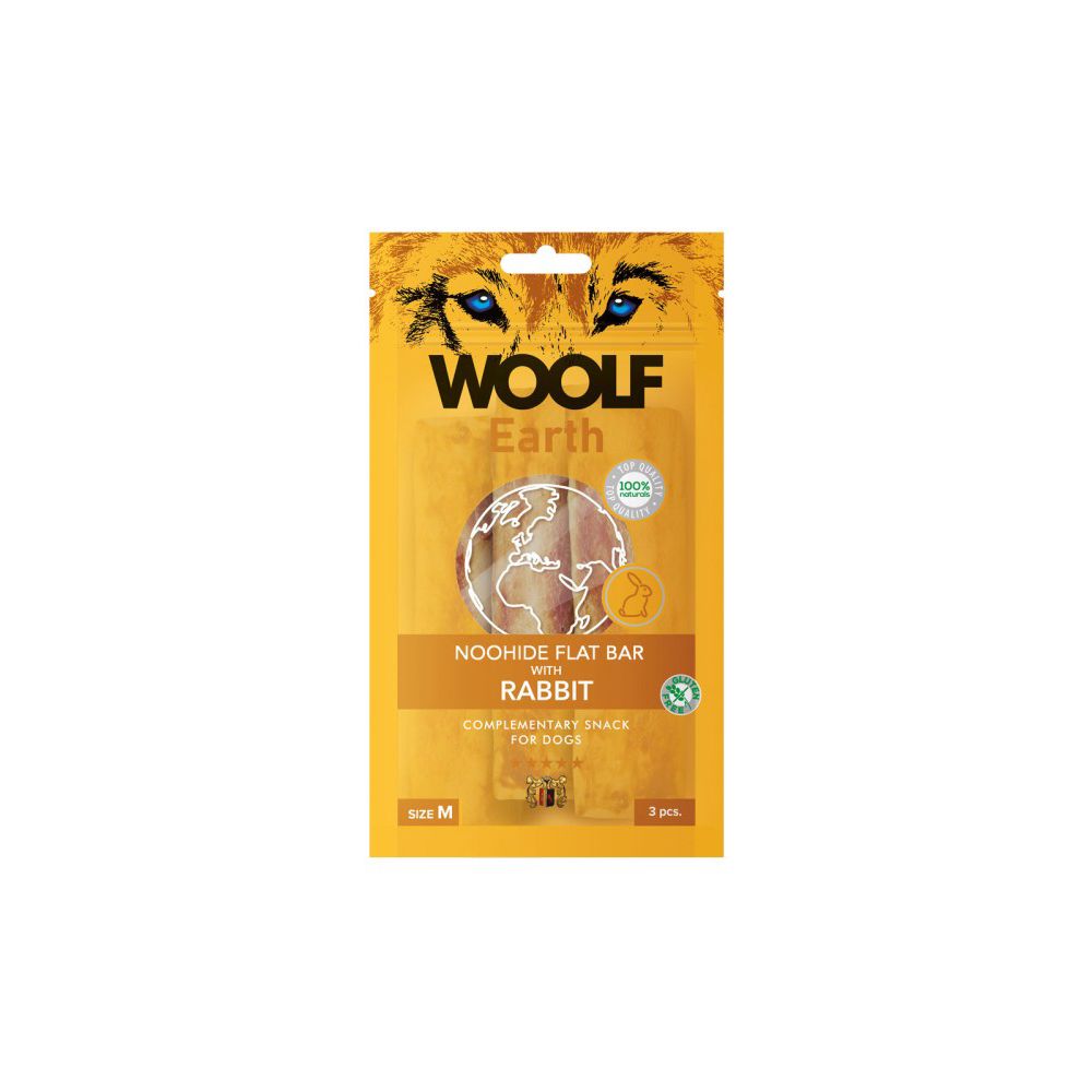 Woolf Earth Noohide Flat Bar Rabbit Przysmak Dla Psa Królik Rozmiar M 85 g