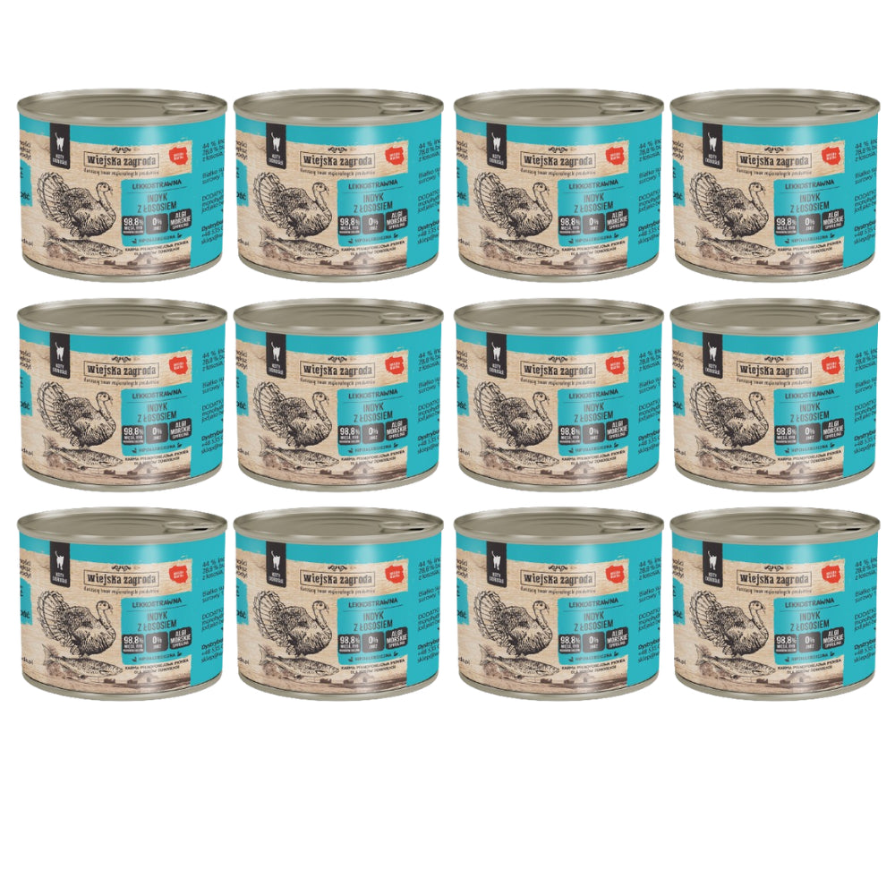 Pakiet Wiejska Zagroda Indyk z Łososiem 12 x 200 g