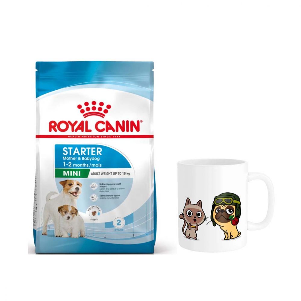 Pakiet ROYAL CANIN Mini Starter Mother & Babydog Karma Sucha Dla Suk W Ciąży I Okresie Laktacji Oraz Szczeniąt Od 4 Do 8 Tygodnia Ras Małych 1 kg + Kubek z Twoim Pupilem !