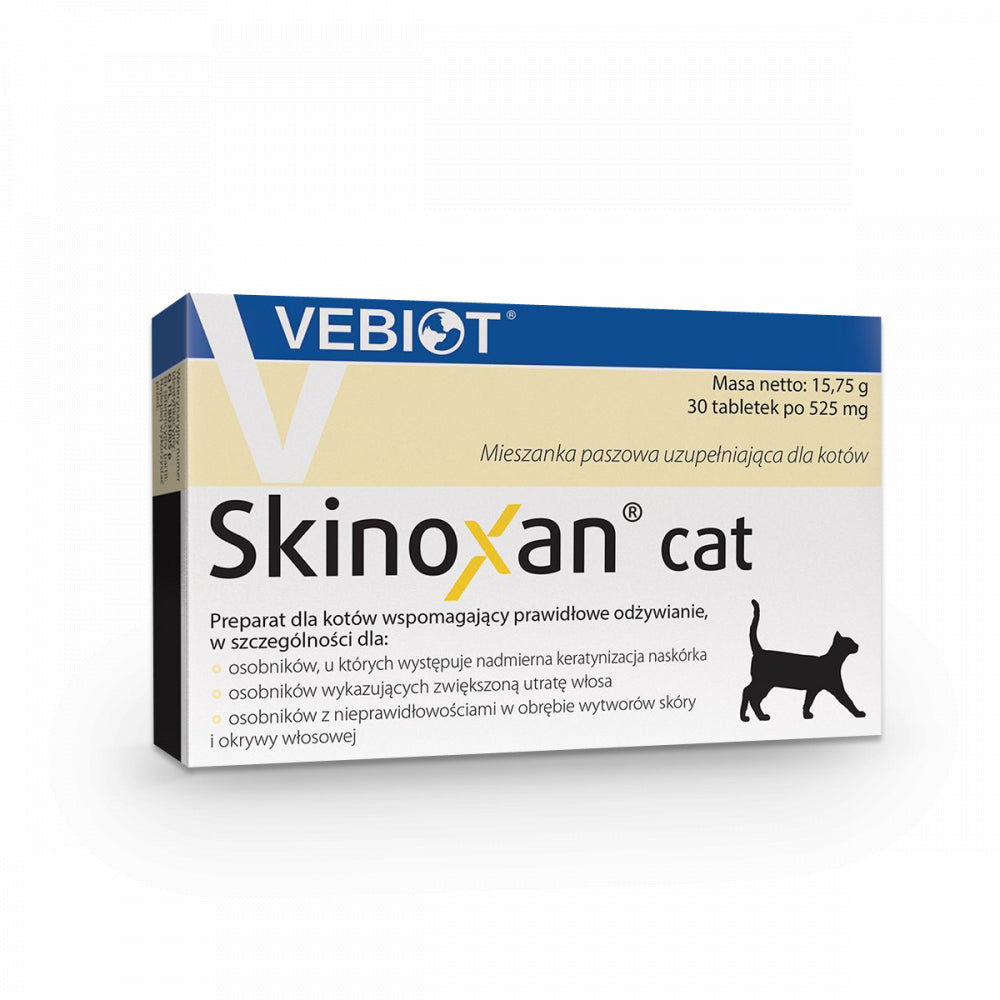 Skinoxan Cat Preparat Dla Kota z Nieprawidłowościami w Obszarze Okrywy Włosowej 30 Tabletek