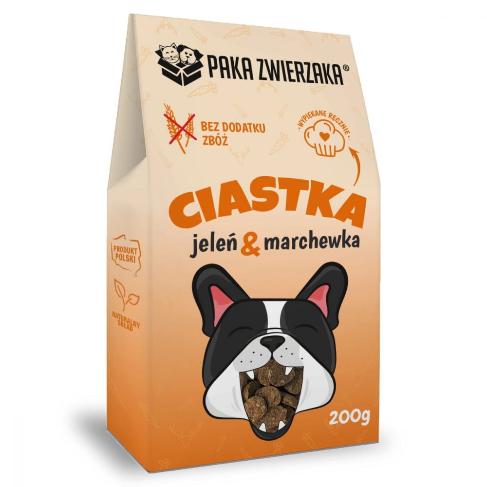 Paka Zwierzaka Ciastka Jeleń z Marchewką Przysmak Dla Psa 200 g