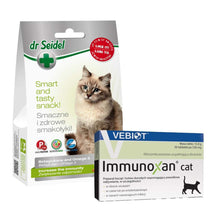 Pakiet Immunoxan Cat Preparat Dla Kociąt i Dorosłych Kotów Wspomagający Prawidłowe Odżywianie 30 Tabletek + Dr Seidel Smakołyki Zwiększenie Odporności dla Kota 50 g GRATIS!