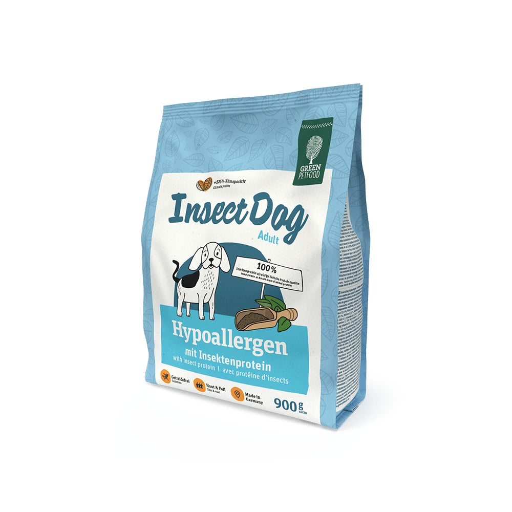 Green Petfood InsectDog Hypoallergen Hipoalergiczna Sucha Karma Dla Dorosłych Psów z Białkiem Owadów 900 g
