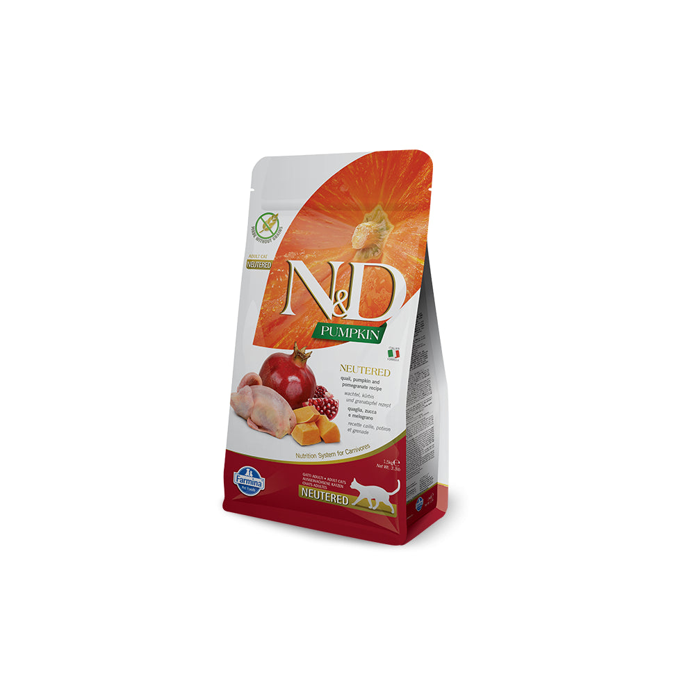 Farmina N&D Cat Pumpkin Quail & Pomegranate Adult Neutered Karma Dla Dorosłych Kastrowanych Kotów 300 g