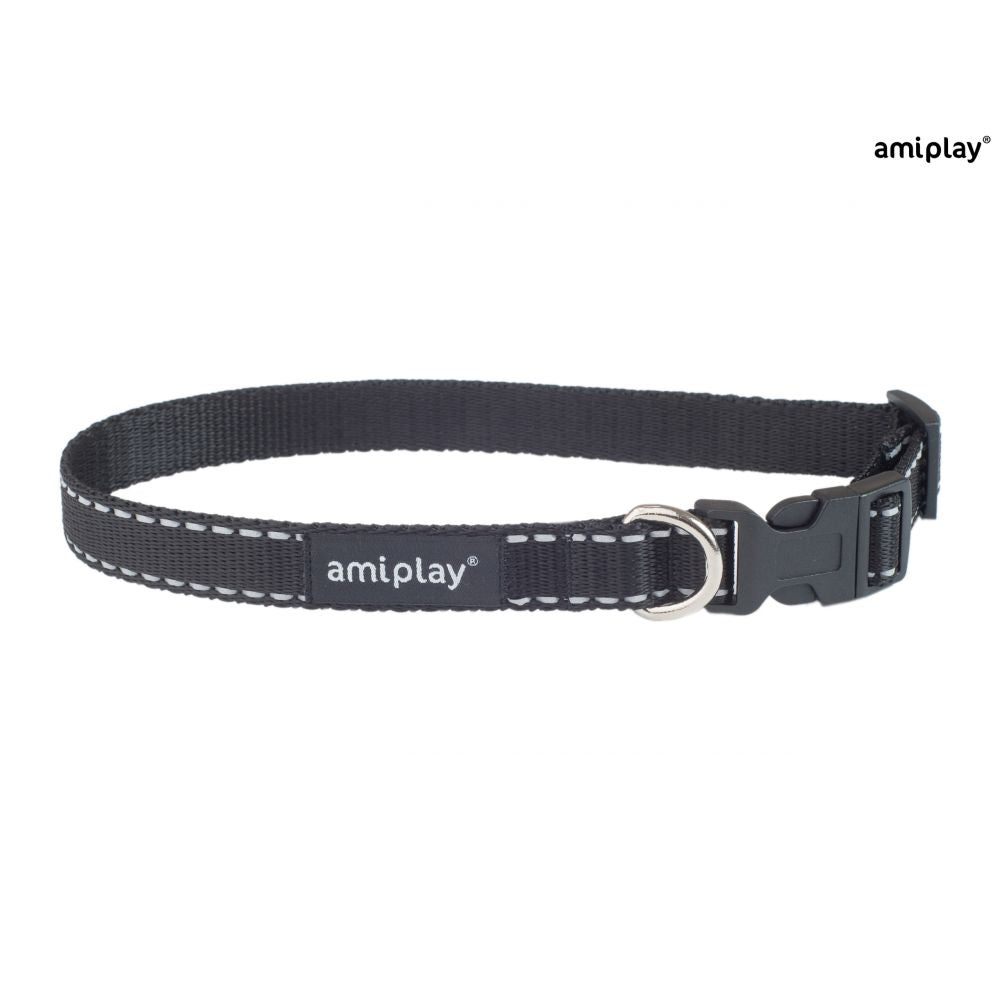 AmiPlay Obroża Regulowana Reflective Czarna Rozmiar XL