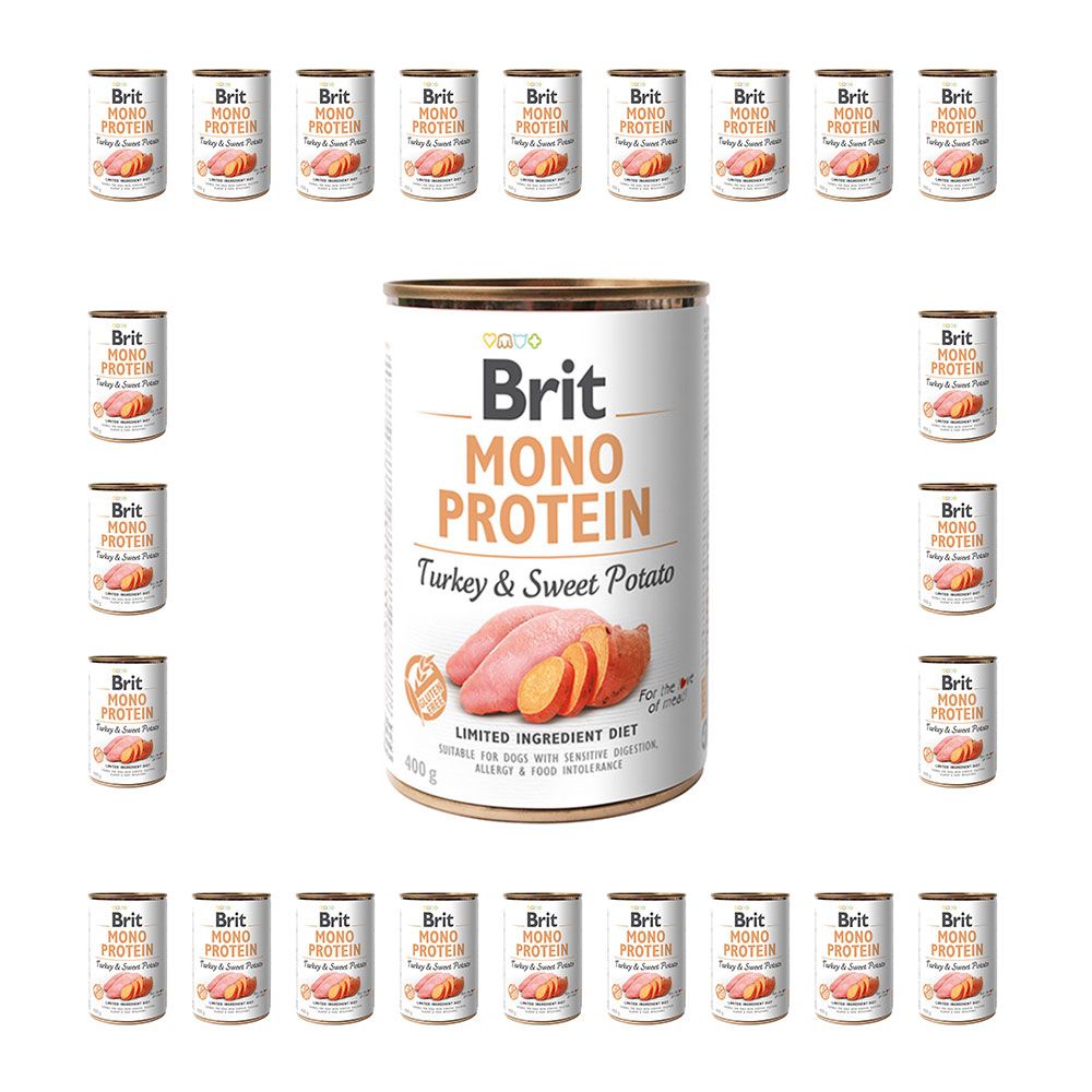 PAKIET FBA Brit Mono Protein Turkey & Sweet Potato Indyk Batat Mokra Karma Dla Psa 400 g X 24