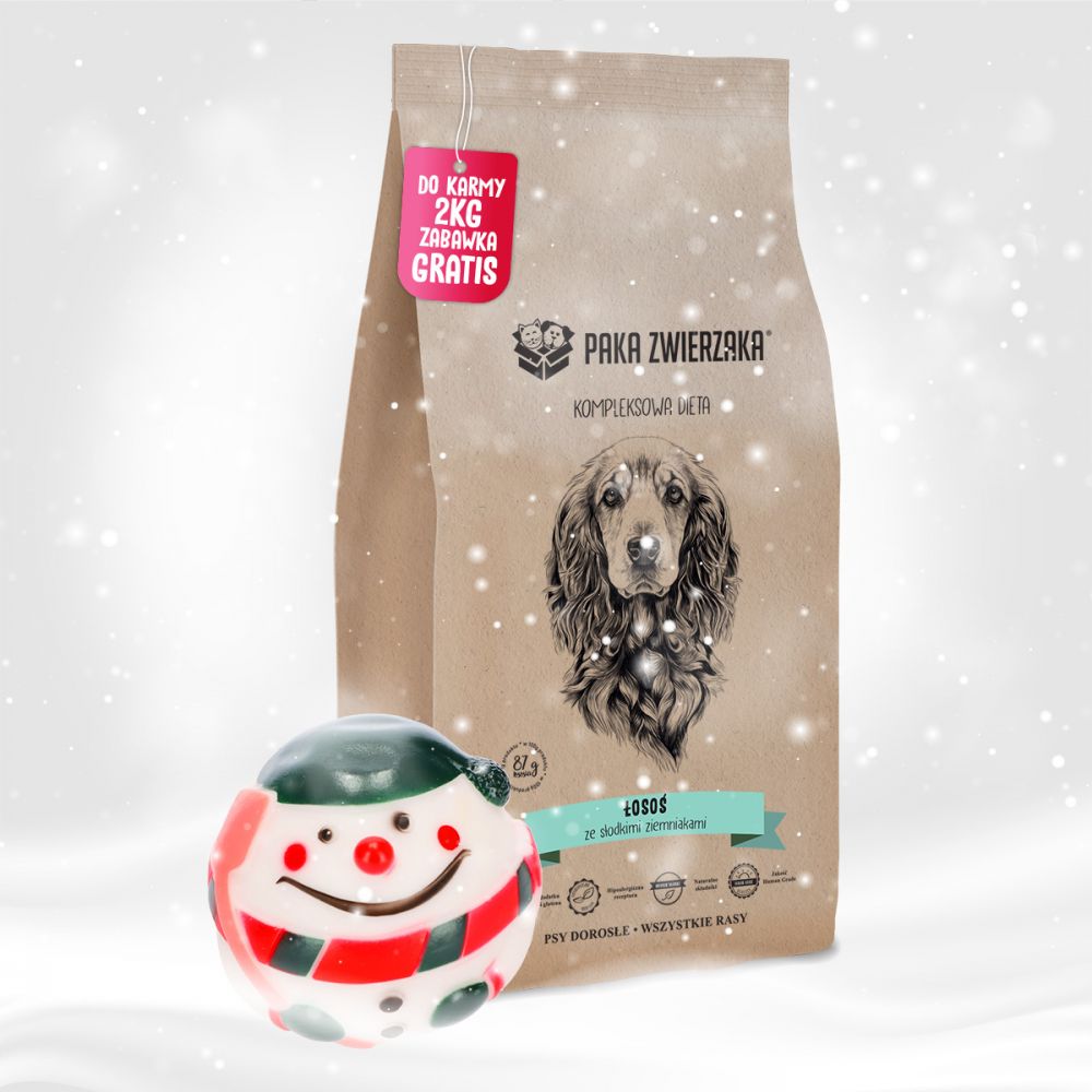 Pakiet Paka Zwierzaka Bezzbożowa Karma Dla Psa Łosoś i Słodkie Ziemniaki 2 kg + Piłka GRATIS!